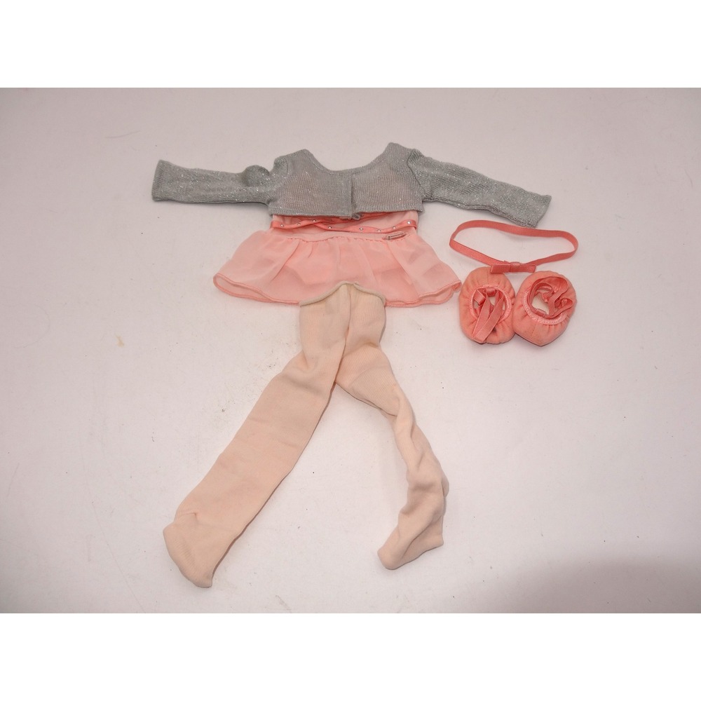 American Girl 18in Doll Ballet Class Outfit Pink Leotard Shrug Tights Shoes